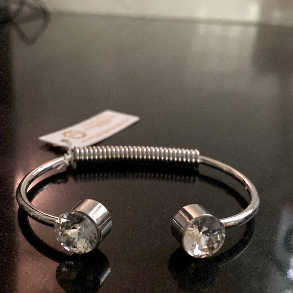 Amrita Singh Casa Blanca Silver plated brass cuff with Austrian crystals.